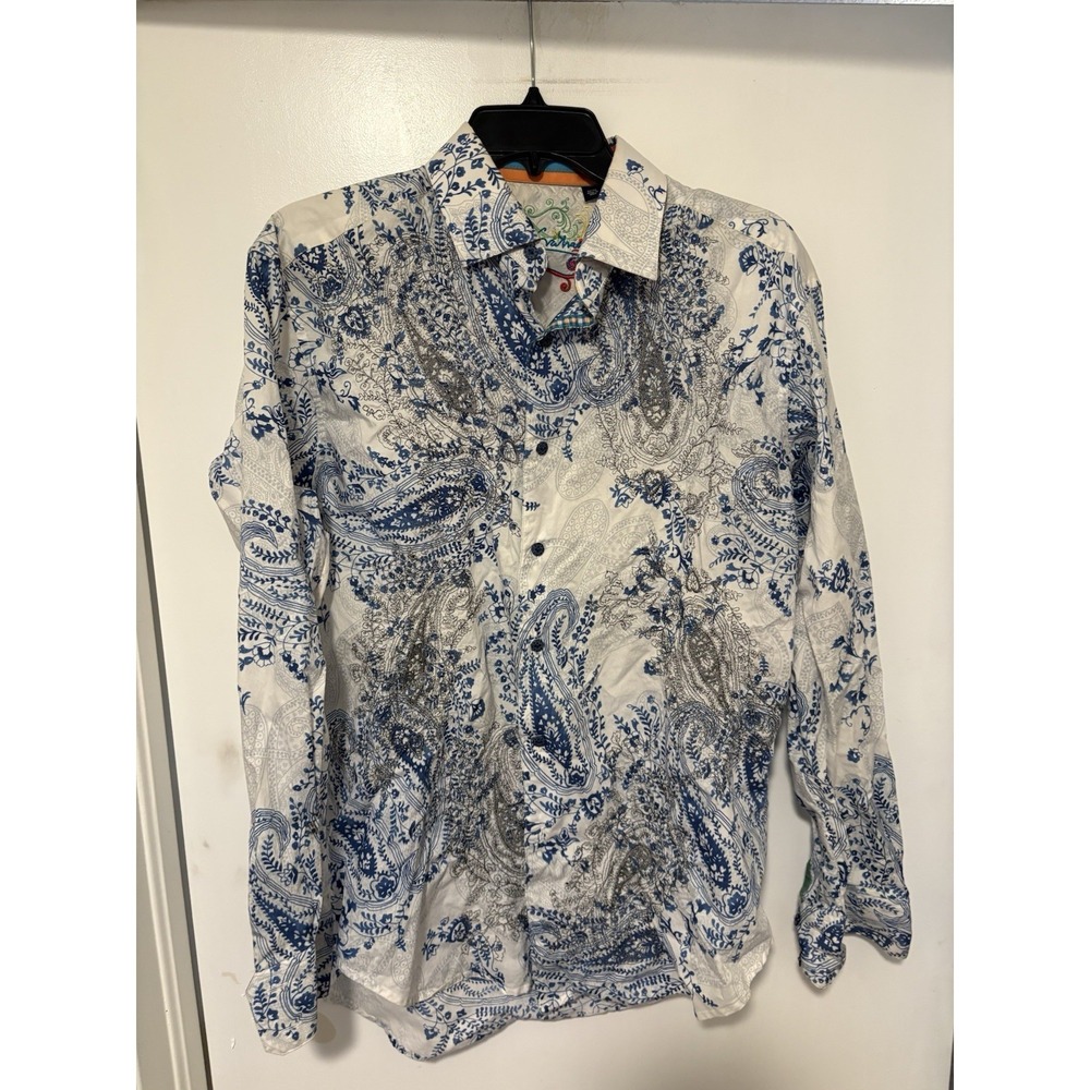 Robert Graham Men's Button Front Shirt, Paisley and Floral, M